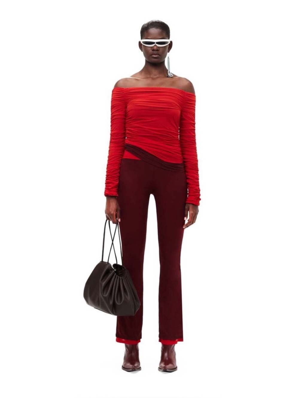 Simone Miller Mesh Galaxy Pants Oull On Women XL in Lava Red & Burgundy. NWT